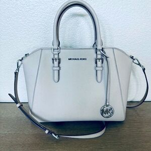 Michael Kors Gray Silver Large Crossbody Satchel Shoulder Bag Purse